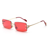 Fashion Rimless Sunglasses Women 2019 TOP QUALITY Trendy Small Rectangle Sun Glasses Summer Style UV Gold Brown Shades for men