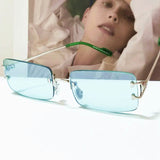 Fashion Rimless Sunglasses Women 2019 TOP QUALITY Trendy Small Rectangle Sun Glasses Summer Style UV Gold Brown Shades for men