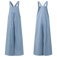 Oversized Women Wide Leg Pants Celmia 2021 Summer Retro Jumpsuits Sleeveless Straps Overalls Female Casual Loose Solid Rompers