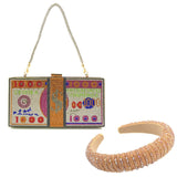 Luxury Design Women's Wedding Clutch Bag and Crystal Pearl Headband Elegant Party Purse and Handbag Banquet Evening Bag ZD2012