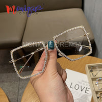 Myopia Hyperopia Women Sunglasses Vintage clear lens glasses ladies luxury rhinestone eyeglasses men optical Shades
