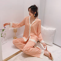 2021 Spring Women's Pajamas Set New Luxury Style Fashion Cross Letter Print Sleepwear Silk Like Leisure Home Clothes Nightwear