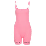 ArtSu Sexy Strappy Bodycon Romper Shorts Women Open Back Jumpsuit  Neon Green Orange Playsuit Club One Piece Outfits 61254