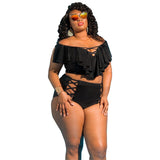 Plus Size Clothing Women 2 Piece Set V Neck Crop Tops and High Waist Shorts Set Skinny Sexy Bikini Outfit Wholesale Dropshipping