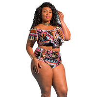 Plus Size Clothing Women 2 Piece Set V Neck Crop Tops and High Waist Shorts Set Skinny Sexy Bikini Outfit Wholesale Dropshipping