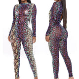 Snake Pattern Sexy Bodysuit  Backless One-Piece Long-Sleeved Fashion Fitness  Jumpsuit Womens clothing suit set  tracksuit sale