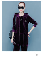 Spring Clothes Three Piece Set Hoodie Jacket T-shirt and Pants Velour Tracksuit Women Sets Leisure 3 Pieces Velvet Women Outfits