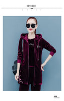 Spring Clothes Three Piece Set Hoodie Jacket T-shirt and Pants Velour Tracksuit Women Sets Leisure 3 Pieces Velvet Women Outfits