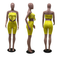 Graphic Bandana Outfit Women Two Piece Club Set Sexy Strapless Cute Handkerchief Crop Top And Biker Shorts Matching Sets Suits