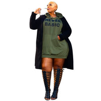 Plus Size Dresses for Women  2021 Letter Print Hoodie Casual Loose Mini Dress Sweat Suits Spring Clothes Wholesale Dropshipping