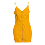 2020 Summer Woman Dress Zipper Mini V-neck Sexy Party Club Plus Size American Clothing Bodycon Femme Robe Dresses Sleeveless 3XL