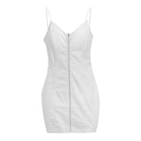 2020 Summer Woman Dress Zipper Mini V-neck Sexy Party Club Plus Size American Clothing Bodycon Femme Robe Dresses Sleeveless 3XL