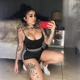Sexy Women 2 Piece Set Cami Crop Top With Shorts Set Summer Slim Two Piece Set Lady Hollow Out Skinny Short Tracksuits Nightclub