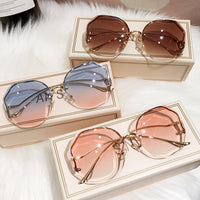 MS 2021 New Women Sunglasses Rimless UV400 Brand Designer High Quality Gradient Sun Glasses Female oculos With Box
