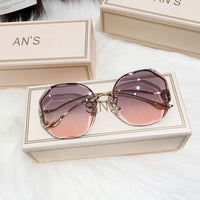 MS 2021 New Women Sunglasses Rimless UV400 Brand Designer High Quality Gradient Sun Glasses Female oculos With Box