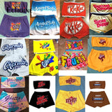 Echoine Women Sexy 2 Two Piece Set Candy Printed Tube Crop Top Biker Shorts Bodycon Suits Tracksuit Set Fitness Clothing Outfits