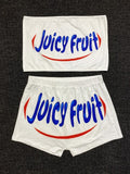 Echoine Women Sexy 2 Two Piece Set Candy Printed Tube Crop Top Biker Shorts Bodycon Suits Tracksuit Set Fitness Clothing Outfits