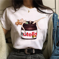 2021 Nutella Print T Shirt Women 90s Harajuku Kawaii  Fashion T-shirt Graphic Cute Cartoon Tshirt Korean Style Top Tees Female