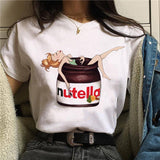 2021 Nutella Print T Shirt Women 90s Harajuku Kawaii  Fashion T-shirt Graphic Cute Cartoon Tshirt Korean Style Top Tees Female