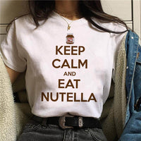 2021 Nutella Print T Shirt Women 90s Harajuku Kawaii  Fashion T-shirt Graphic Cute Cartoon Tshirt Korean Style Top Tees Female