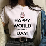 2021 Nutella Print T Shirt Women 90s Harajuku Kawaii  Fashion T-shirt Graphic Cute Cartoon Tshirt Korean Style Top Tees Female