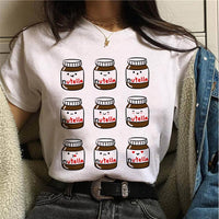 2021 Nutella Print T Shirt Women 90s Harajuku Kawaii  Fashion T-shirt Graphic Cute Cartoon Tshirt Korean Style Top Tees Female