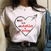 2021 Nutella Print T Shirt Women 90s Harajuku Kawaii  Fashion T-shirt Graphic Cute Cartoon Tshirt Korean Style Top Tees Female