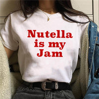 2021 Nutella Print T Shirt Women 90s Harajuku Kawaii  Fashion T-shirt Graphic Cute Cartoon Tshirt Korean Style Top Tees Female