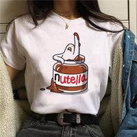 2021 Nutella Print T Shirt Women 90s Harajuku Kawaii  Fashion T-shirt Graphic Cute Cartoon Tshirt Korean Style Top Tees Female