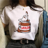 2021 Nutella Print T Shirt Women 90s Harajuku Kawaii  Fashion T-shirt Graphic Cute Cartoon Tshirt Korean Style Top Tees Female