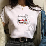 2021 Nutella Print T Shirt Women 90s Harajuku Kawaii  Fashion T-shirt Graphic Cute Cartoon Tshirt Korean Style Top Tees Female