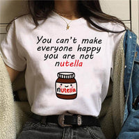 2021 Nutella Print T Shirt Women 90s Harajuku Kawaii  Fashion T-shirt Graphic Cute Cartoon Tshirt Korean Style Top Tees Female