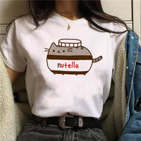 2021 Nutella Print T Shirt Women 90s Harajuku Kawaii  Fashion T-shirt Graphic Cute Cartoon Tshirt Korean Style Top Tees Female