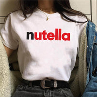 2021 Nutella Print T Shirt Women 90s Harajuku Kawaii  Fashion T-shirt Graphic Cute Cartoon Tshirt Korean Style Top Tees Female