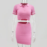 Missnight Sexy Mini Bodycon T Shirt Dresses For Woman Short Sleeve Summer 2021 Polo Lapel Collar Streetwear 2 Piece Mini Dress