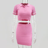 Missnight Sexy Mini Bodycon T Shirt Dresses For Woman Short Sleeve Summer 2021 Polo Lapel Collar Streetwear 2 Piece Mini Dress