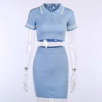 Missnight Sexy Mini Bodycon T Shirt Dresses For Woman Short Sleeve Summer 2021 Polo Lapel Collar Streetwear 2 Piece Mini Dress