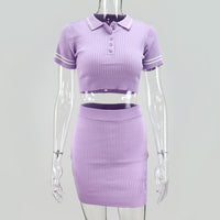 Missnight Sexy Mini Bodycon T Shirt Dresses For Woman Short Sleeve Summer 2021 Polo Lapel Collar Streetwear 2 Piece Mini Dress