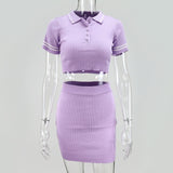 Missnight Sexy Mini Bodycon T Shirt Dresses For Woman Short Sleeve Summer 2021 Polo Lapel Collar Streetwear 2 Piece Mini Dress