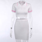 Missnight Sexy Mini Bodycon T Shirt Dresses For Woman Short Sleeve Summer 2021 Polo Lapel Collar Streetwear 2 Piece Mini Dress