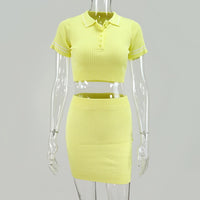 Missnight Sexy Mini Bodycon T Shirt Dresses For Woman Short Sleeve Summer 2021 Polo Lapel Collar Streetwear 2 Piece Mini Dress