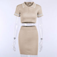 Missnight Sexy Mini Bodycon T Shirt Dresses For Woman Short Sleeve Summer 2021 Polo Lapel Collar Streetwear 2 Piece Mini Dress