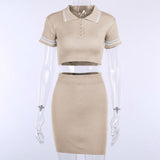 Missnight Sexy Mini Bodycon T Shirt Dresses For Woman Short Sleeve Summer 2021 Polo Lapel Collar Streetwear 2 Piece Mini Dress