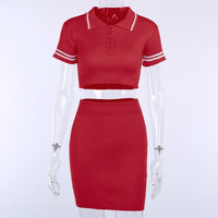 Missnight Sexy Mini Bodycon T Shirt Dresses For Woman Short Sleeve Summer 2021 Polo Lapel Collar Streetwear 2 Piece Mini Dress
