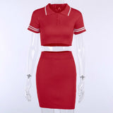 Missnight Sexy Mini Bodycon T Shirt Dresses For Woman Short Sleeve Summer 2021 Polo Lapel Collar Streetwear 2 Piece Mini Dress