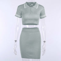 Missnight Sexy Mini Bodycon T Shirt Dresses For Woman Short Sleeve Summer 2021 Polo Lapel Collar Streetwear 2 Piece Mini Dress