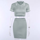 Missnight Sexy Mini Bodycon T Shirt Dresses For Woman Short Sleeve Summer 2021 Polo Lapel Collar Streetwear 2 Piece Mini Dress