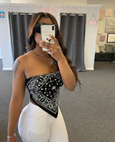 ANJAMANOR Cute Sexy Graphic Bandana Crop Top Women Clothing 2020 Summer Plus Size Women Off Shoulder Backless Tank Tops D13-AI10