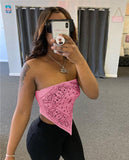 ANJAMANOR Cute Sexy Graphic Bandana Crop Top Women Clothing 2020 Summer Plus Size Women Off Shoulder Backless Tank Tops D13-AI10