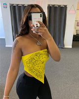 ANJAMANOR Cute Sexy Graphic Bandana Crop Top Women Clothing 2020 Summer Plus Size Women Off Shoulder Backless Tank Tops D13-AI10